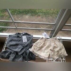 Two new pieces for $7. ZARA Kids Ribbed Soft Shirt and Embroidered Mesh Shorts